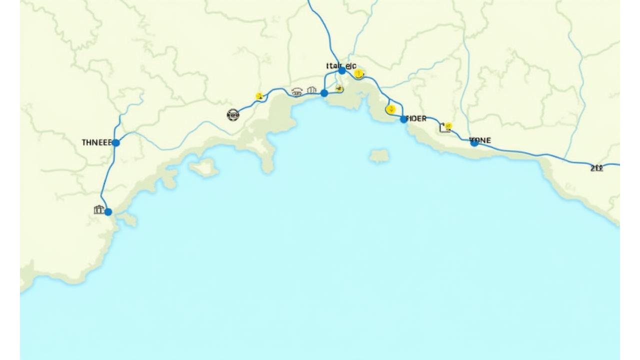 Mappa stilizzata di Rimini con icone che indicano centri benessere, parchi per attività all'aperto e ristoranti salutari.